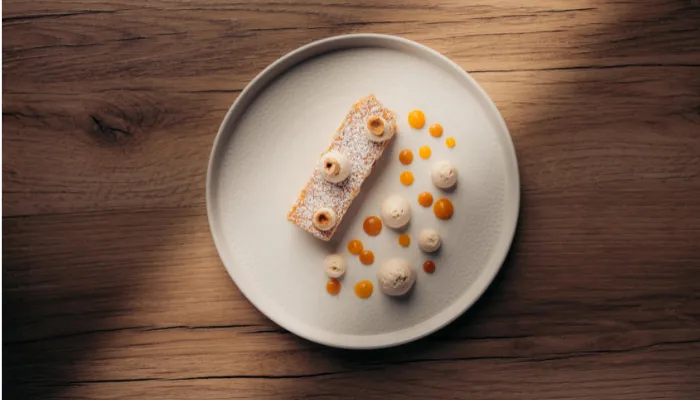 Image d'un millefeuille réalisé dans le restaurant Audace à Montbazon